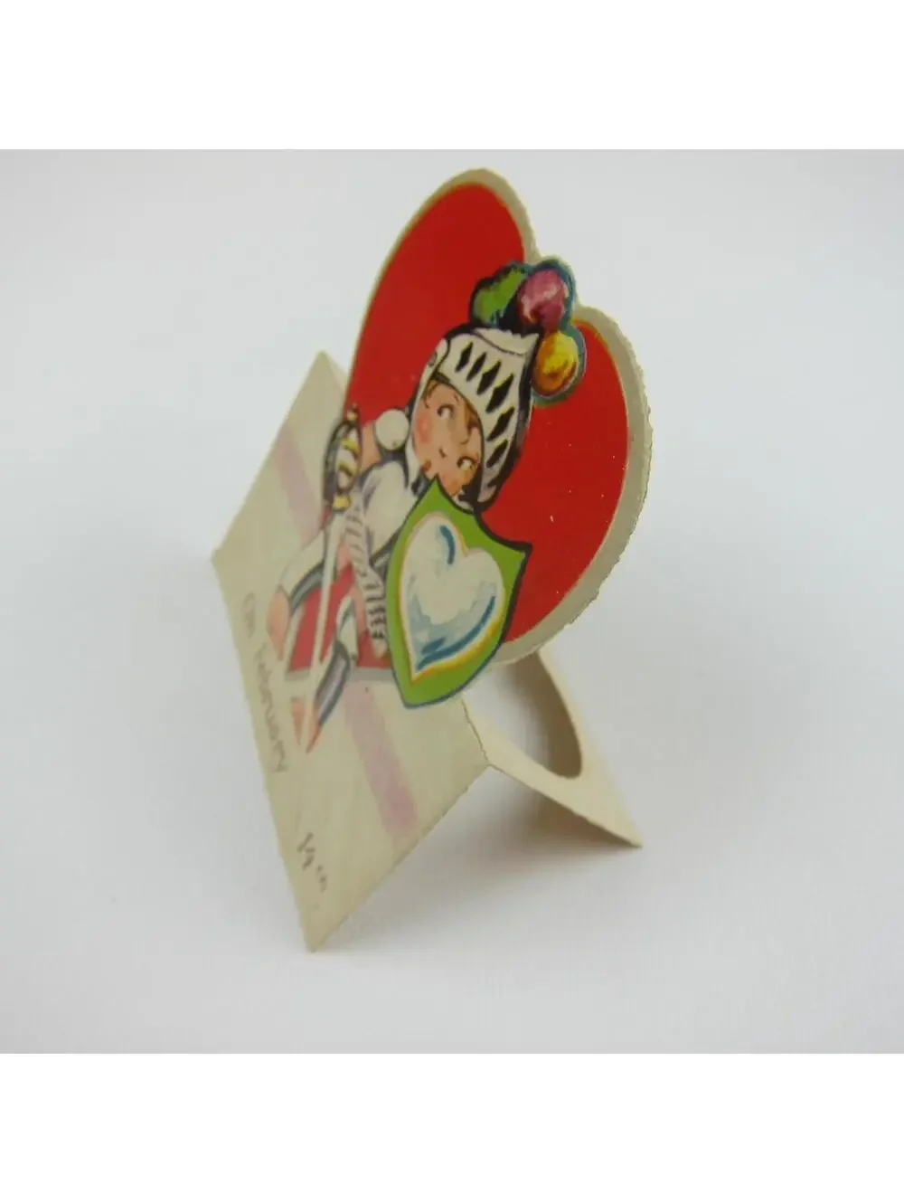 Vintage Valentine Card Cutout Stand Up Boy Knight Armor Sword Bavaria UNSIGNED